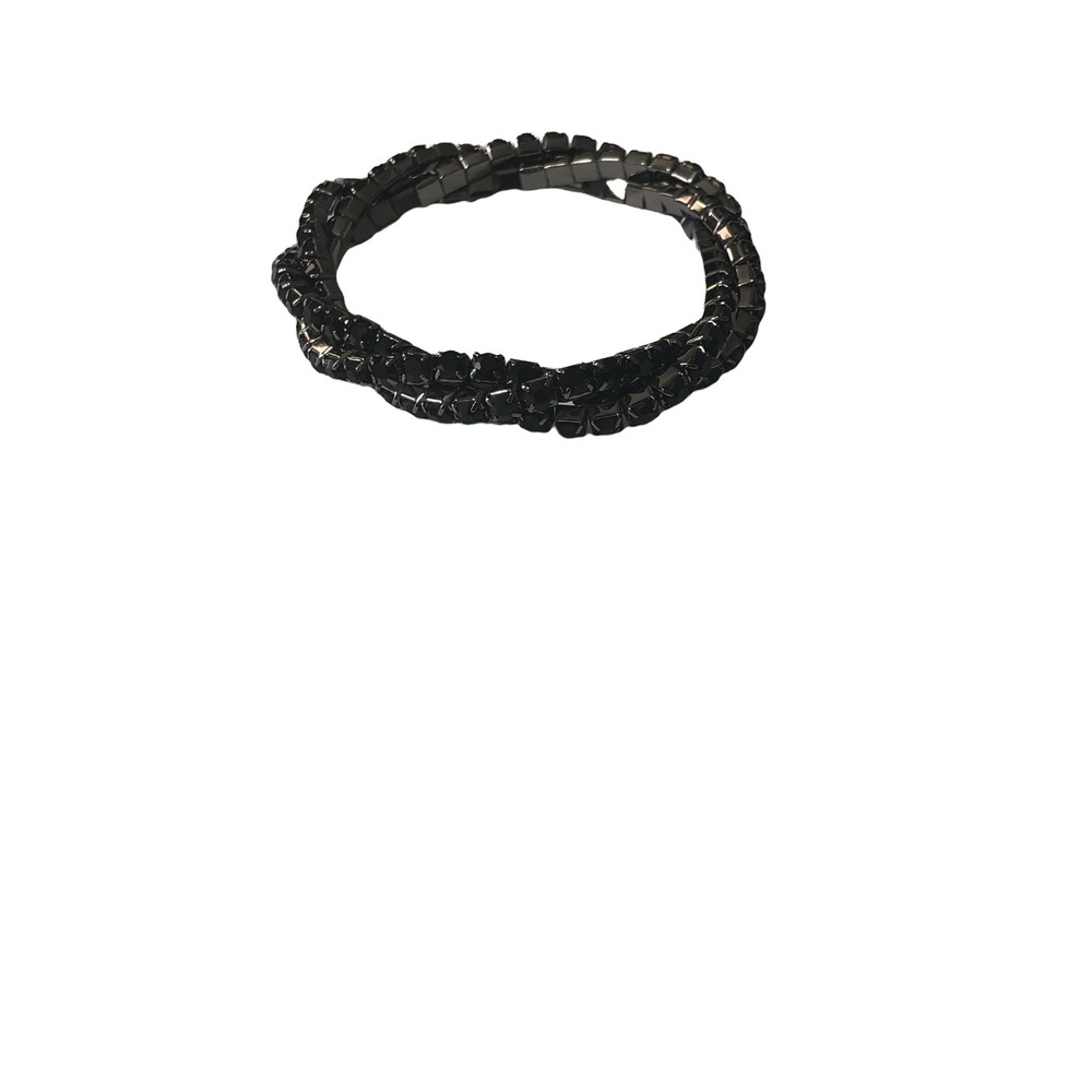 Austrian Crystal Stretch Bracelet 3 Row Bracelet Black